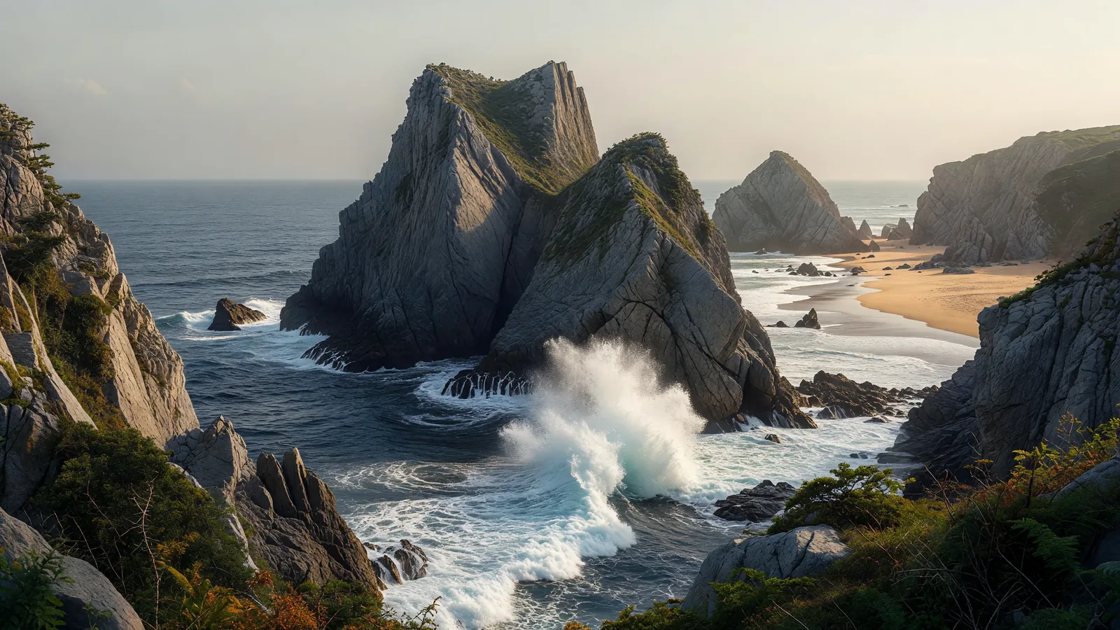 荒々しい岩肌が続く海岸の崖